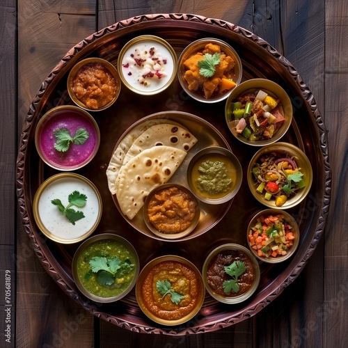 Indian thali, authentic earthenware