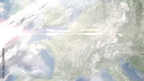 Wallpaper Mural Zoom in from space and focus on Brunoy, France. 3D Animation. Background for travel intro. Elements of this image furnished by NASA	 Torontodigital.ca