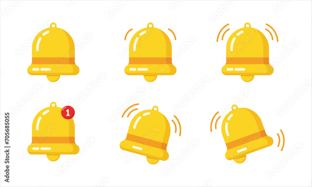 Fototapeta premium Notification bell icon set. New message notification icons collection. Ringing bell for smartphone, message and call. Vector Illustration
