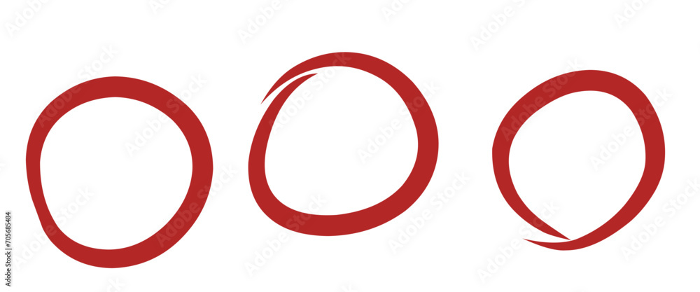 Red circle set, pen draw. Highlight hand drawing circle isolated on background. Handwritten red circle. For marking text, numbers, marker pen, pencil, logo and text check, vector illustration Red circle set, pen draw. Highlight hand drawing circle isolated on background. Handwritten red circle. For marking text, numbers, marker pen, pencil, logo and text check, vector illustration