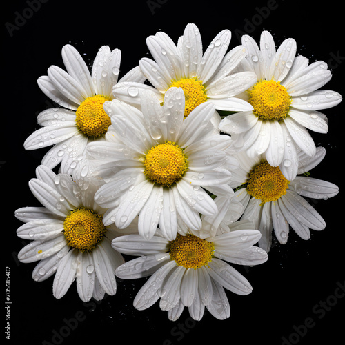 daisies isolated on black