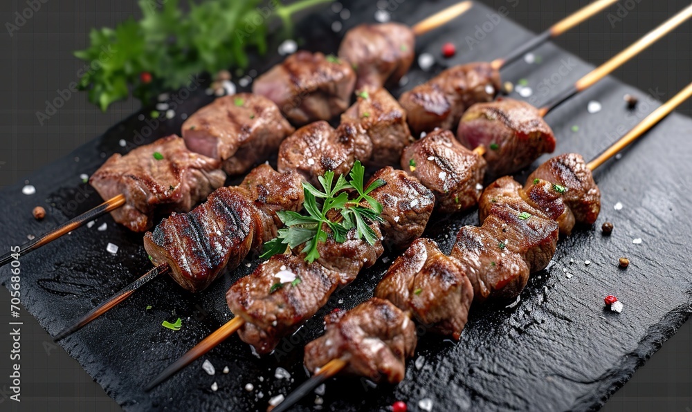 Delicious grilled meat skewers with fresh vegetables, perfect for summer barbecues and nutritious meals