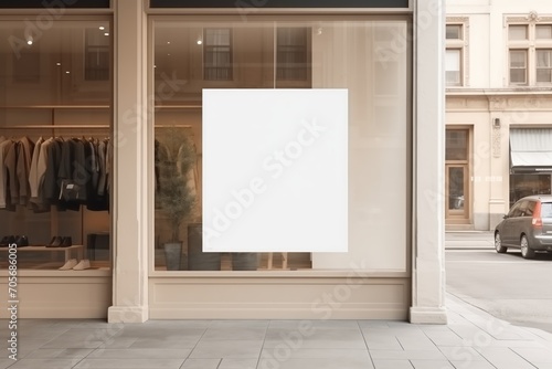 Blank poster on an elegant boutique store photo