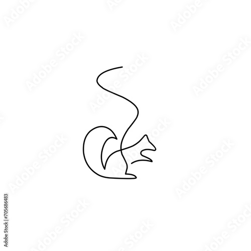 Fototapeta Naklejka Na Ścianę i Meble -  Squirrel one line drawing 
