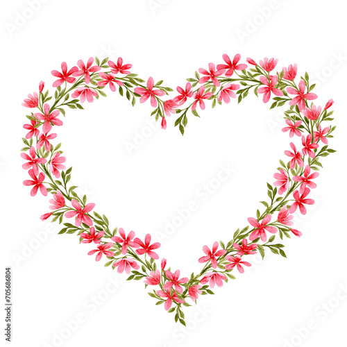 Light heart-shaped vignette of little red flowers © ARTBRUSH