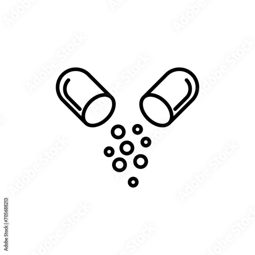Pharmaceutical capsule icon designed in a line style on white background.