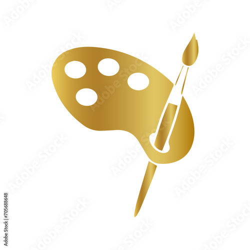 golden palette with brushes