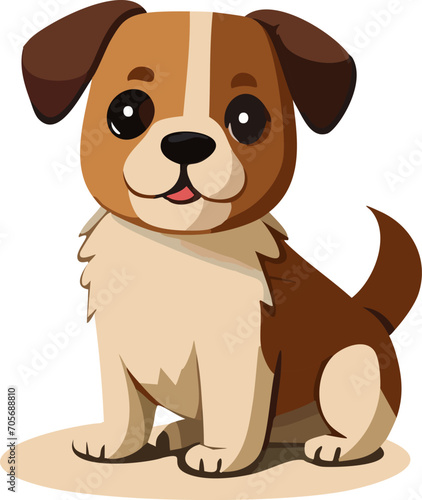 Happy cartoon puppy  isolated on white  alone. Vector
