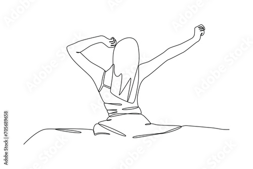 Woman wakes up after rest time