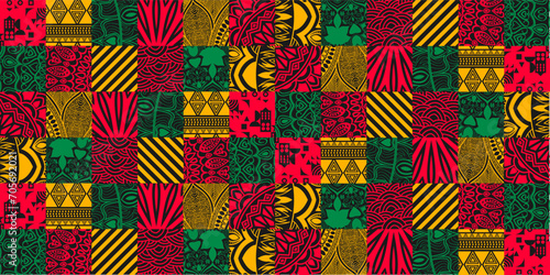 African American Black history month Neo geometric seamless pattern background. Celebrated February in united state and Canada. Juneteenth Independence Day. Kwanzaa. use to banner, poster, book cover.