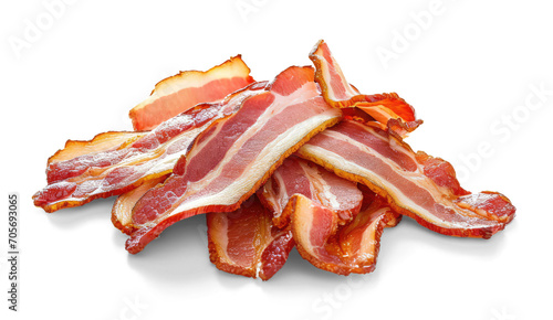 bacon slices isolated from white or transparent background