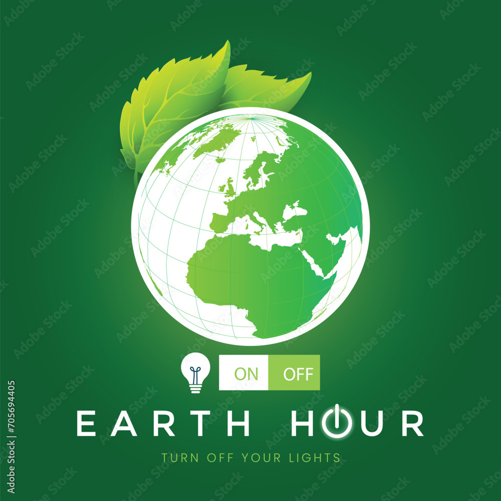 Free vector earth hour illustration with planet and switch