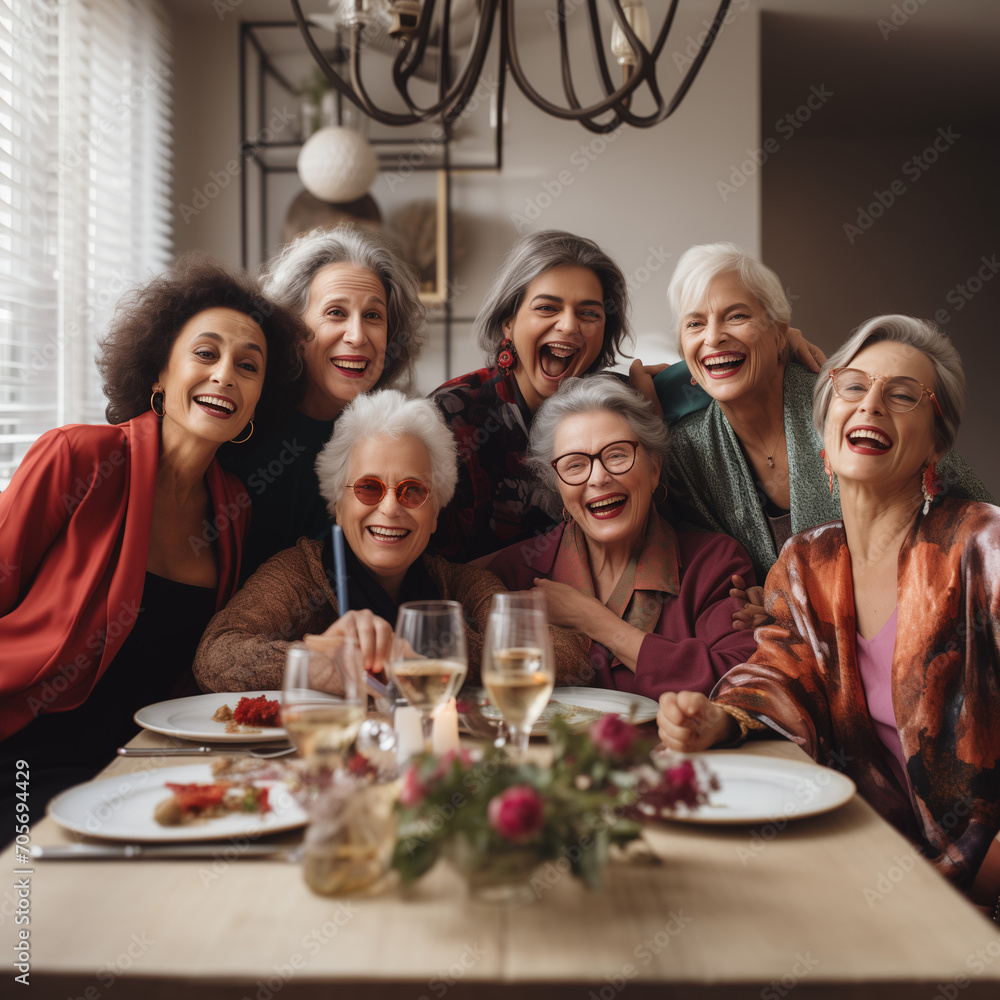 Smiling multigenerational family enjoying a delicious meal together at home