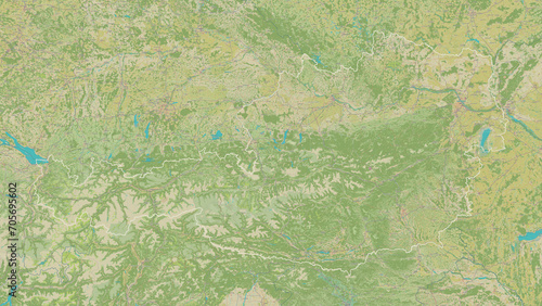 Austria outlined. OSM Topographic Humanitarian style map