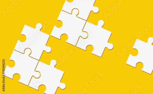 Three puzzle elements connected to each other. Vector drawing.