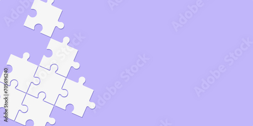 Three puzzle elements connected to each other. Vector drawing.