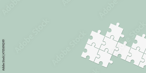 Three puzzle elements connected to each other. Vector drawing.
