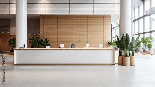 Empty Info Desk Mockup in Modern Shopping Mall - Retail and Hospitality