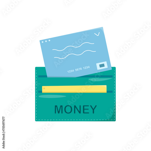 Cardholder with bank cards. Bank cards wallet. Flat style illustration