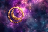 Abstract Cosmic Background with Golden Spiral, Space Concept