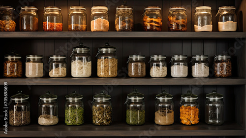 Wallpaper Mural Glass Jars on Pantry Shelves - Home Organization Torontodigital.ca