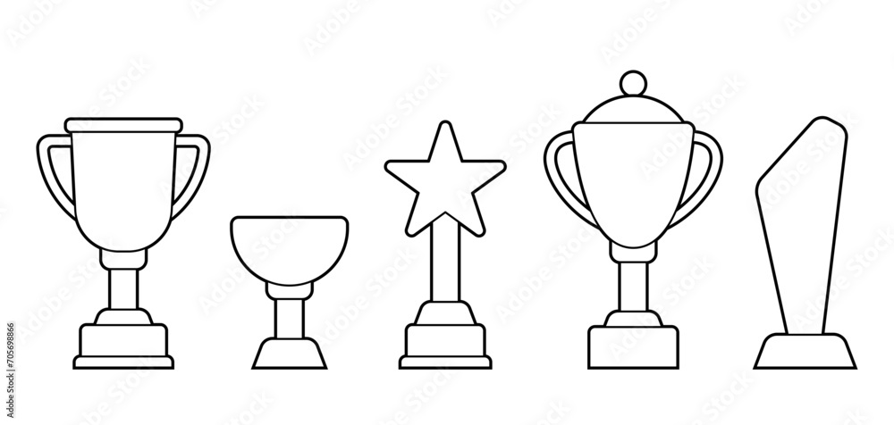 Awards and trophy icons set. Reward items for sports or corporate competitions. Awards and trophy icons set. Reward items for sports or corporate competitions.