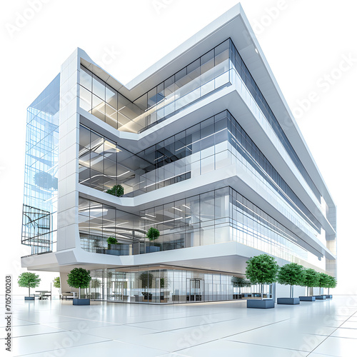 Interior of a contemporary office building isolated on white background, png
 photo