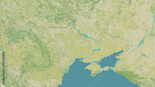 Ukraine before 2014 outlined. OSM Topographic Humanitarian style map