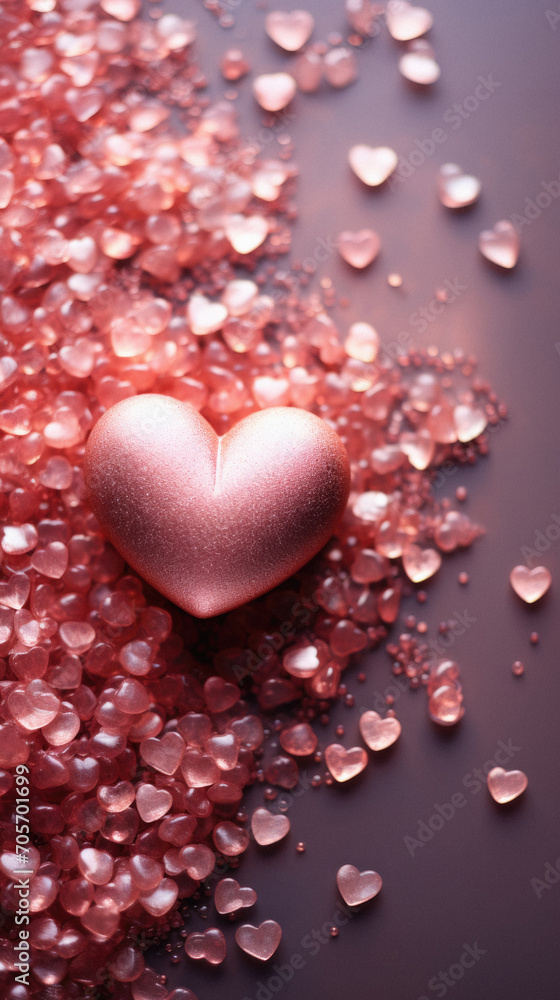 Fototapeta premium Pink heart on a pink background. Valentine's Day. Love.