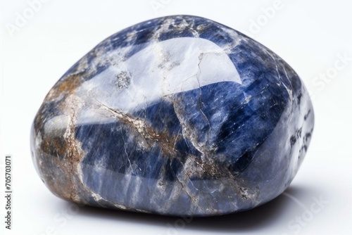 A stone called dumortierite on a white background. Generative AI photo