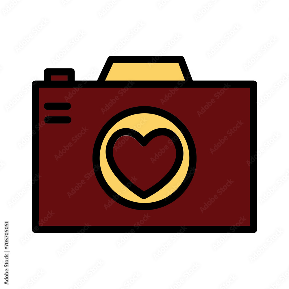 Camera Heart Love Filled Outline Icon Camera Heart Love Filled Outline Icon