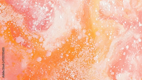 Abstract background in peach, pink and yellow colors with liquid acryllic splashes texture