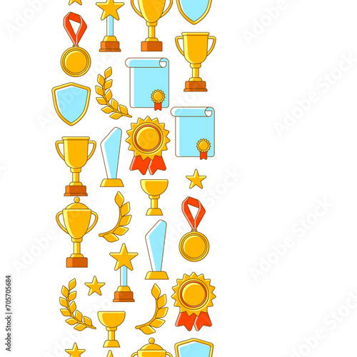 Awards and trophy pattern. Reward items for sports or corporate competitions.