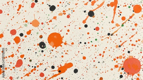 Abstract background with splashes of paint, white, orange and black colors