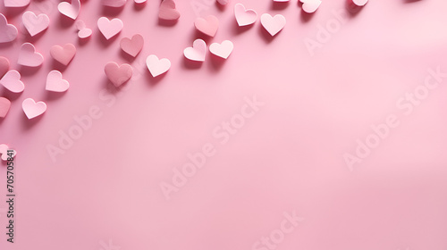 pink romantic hearts on pink background. valentine's day texture. love concept.generative ai 