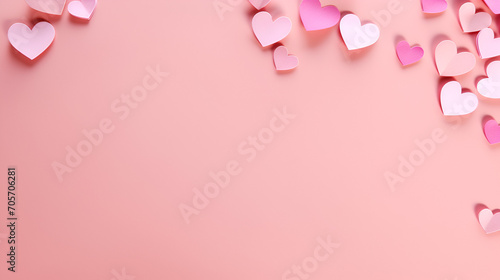 pink romantic hearts on pink background. valentine's day texture. love concept.generative ai  © Chaman