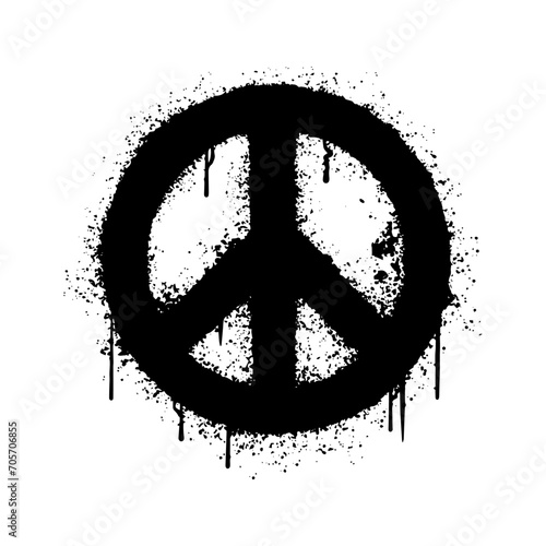 peace symbol sprayed in black color graffiti style