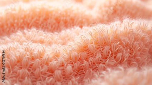Peach fuzz backgorund with knitted woolen fabric texture, close up, warm, soft and cozy vibe © Irina Kozel