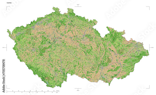 Czechia shape isolated on white. OSM Topographic French style map