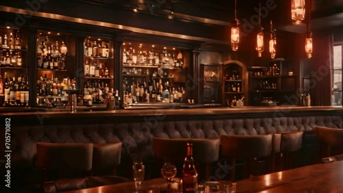 modern bar in luxurious restaurant, interior photo