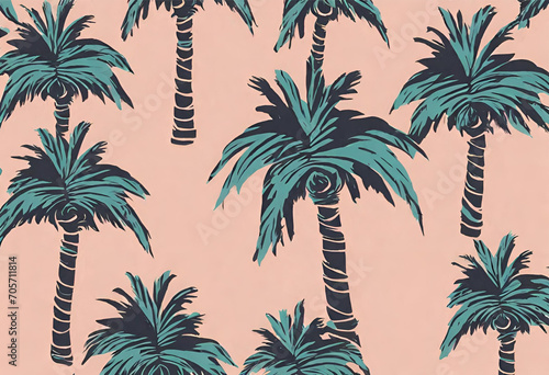 palm trees seamless pattern, tropical nature