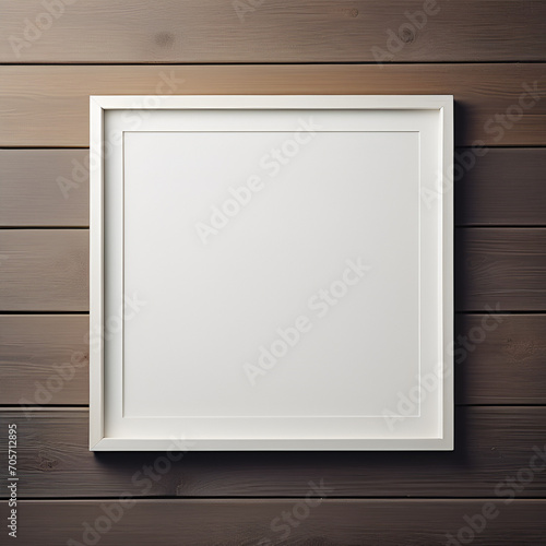 the layout of a square frame in a modern minimalist interior on a wooden wall background