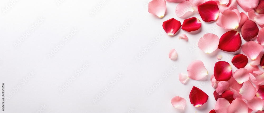 Red rose petals on white background. Valentines day background. Red rose petals on white background. Valentines day background.