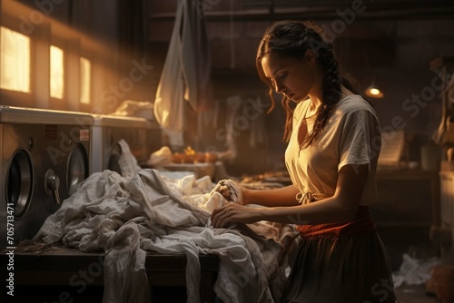 Woman working in laundry