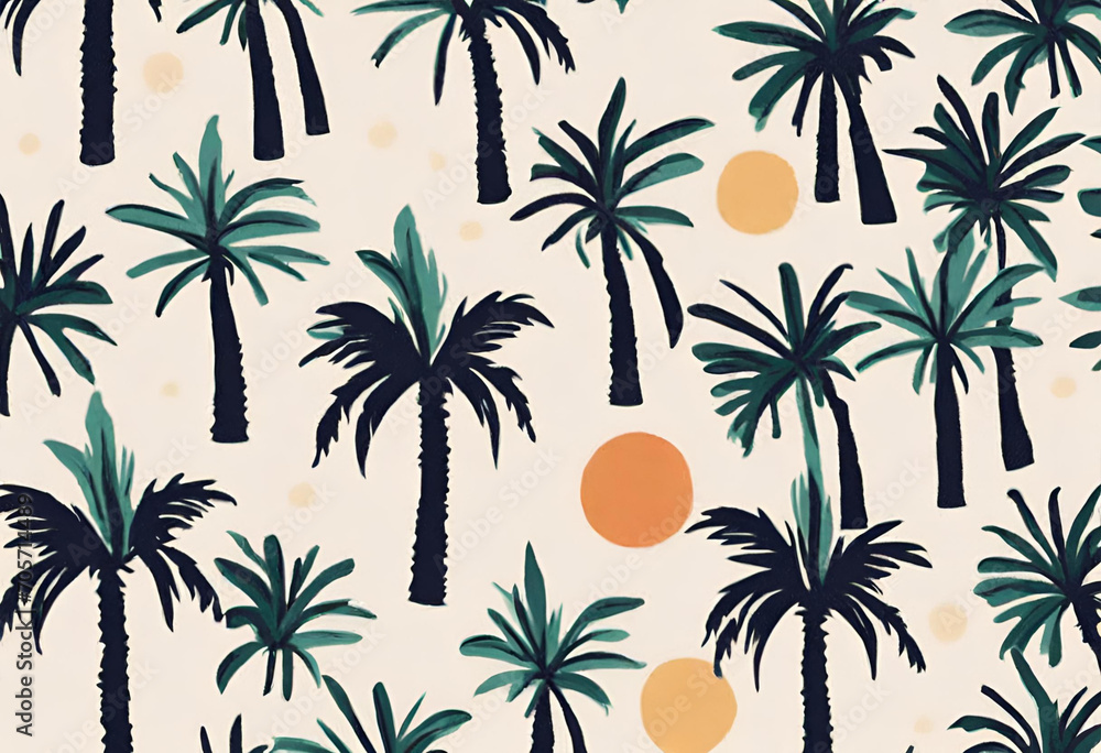 palm trees seamless pattern, tropical nature
