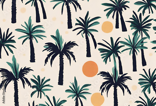 palm trees seamless pattern  tropical nature