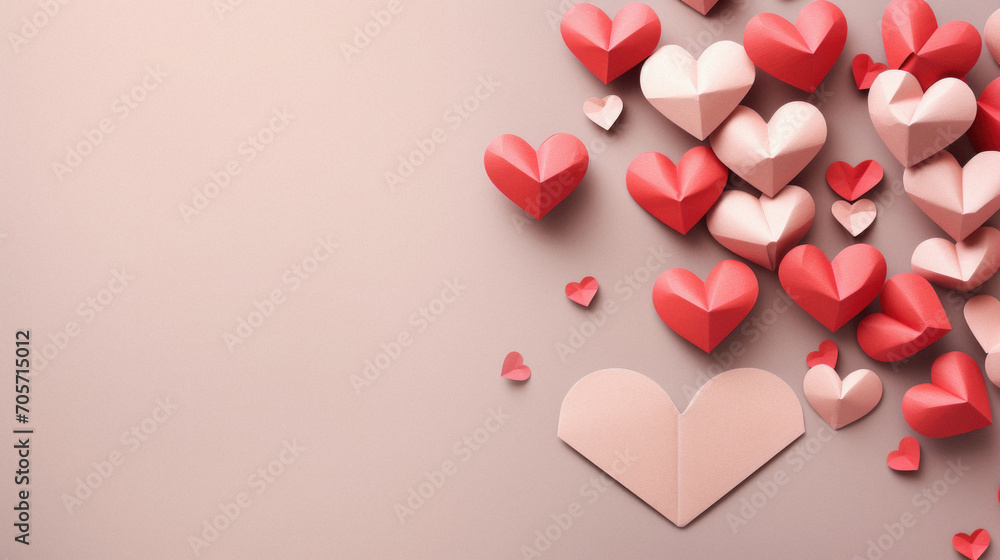 Valentine's day background with paper hearts.