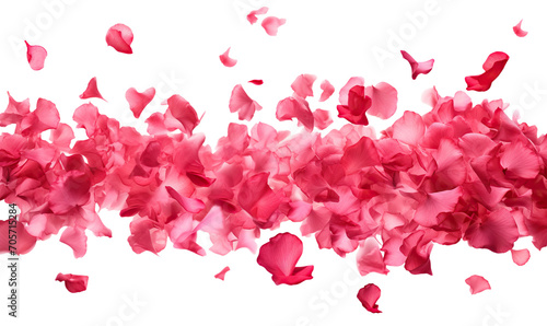 Rose petals scattering in the air, cut out