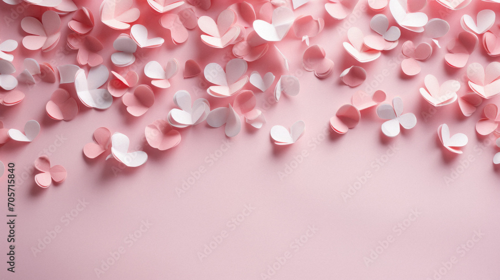 Valentine's day background with pink and white hearts confetti. Valentine's day background with pink and white hearts confetti.