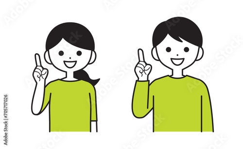 案内する女性と男性